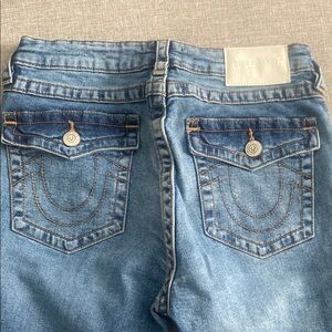 True Religion Blue Boot Cut Jeans with Classic Stitching
